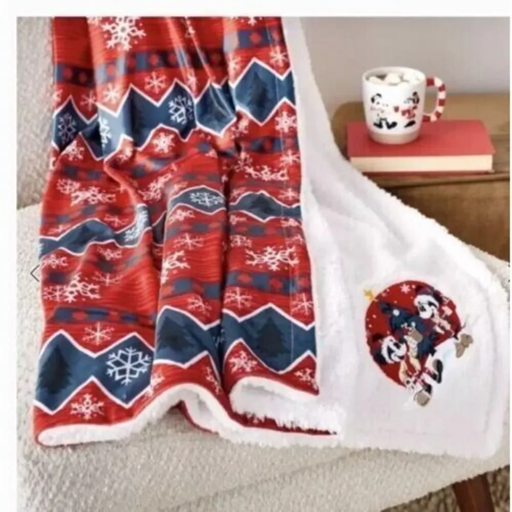 Disney Parks‎ Mickey & Minnie Mouse Holiday Fleece Throw Blanket  50